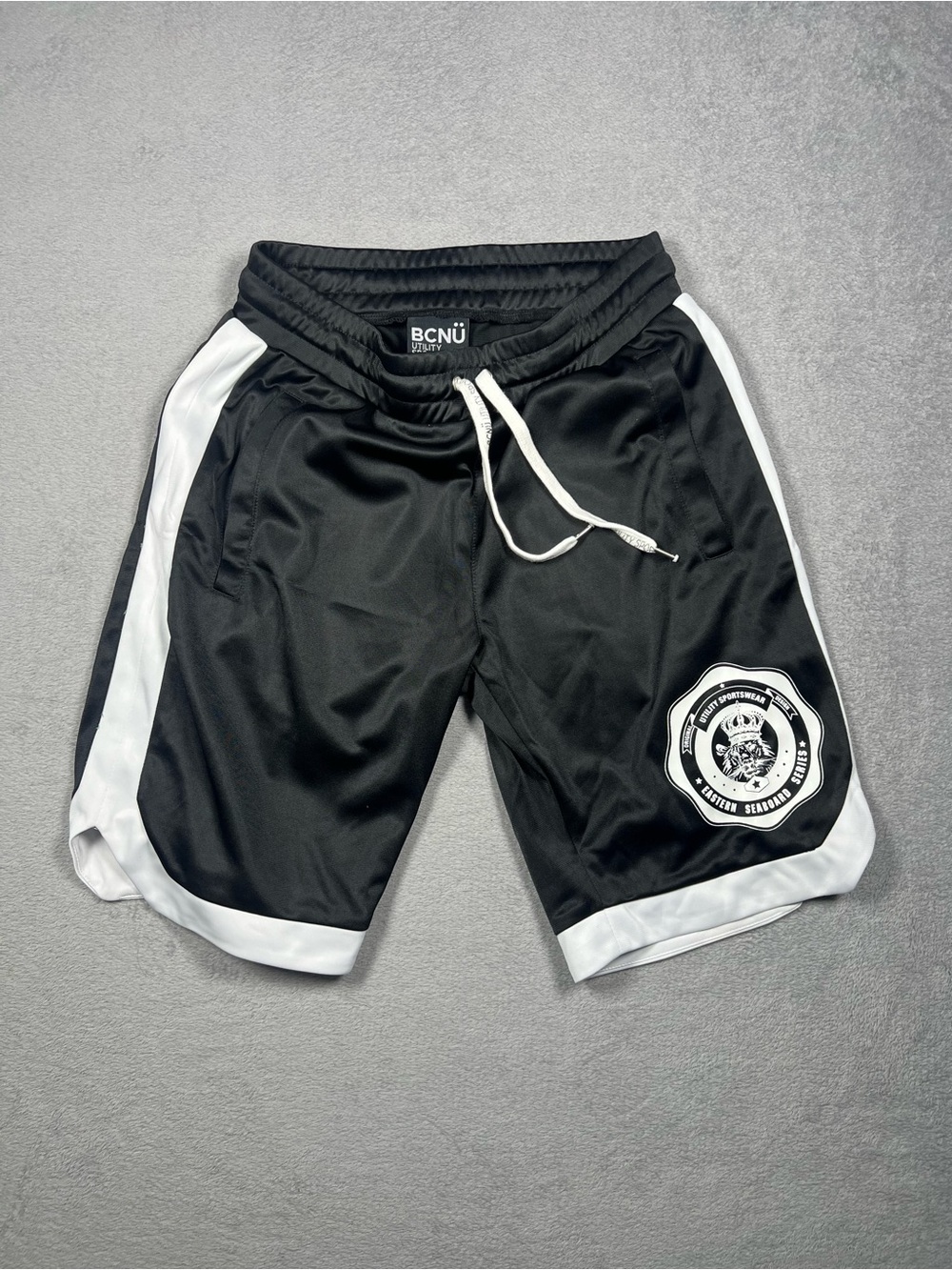 Black Athletic Shorts with White Trim
